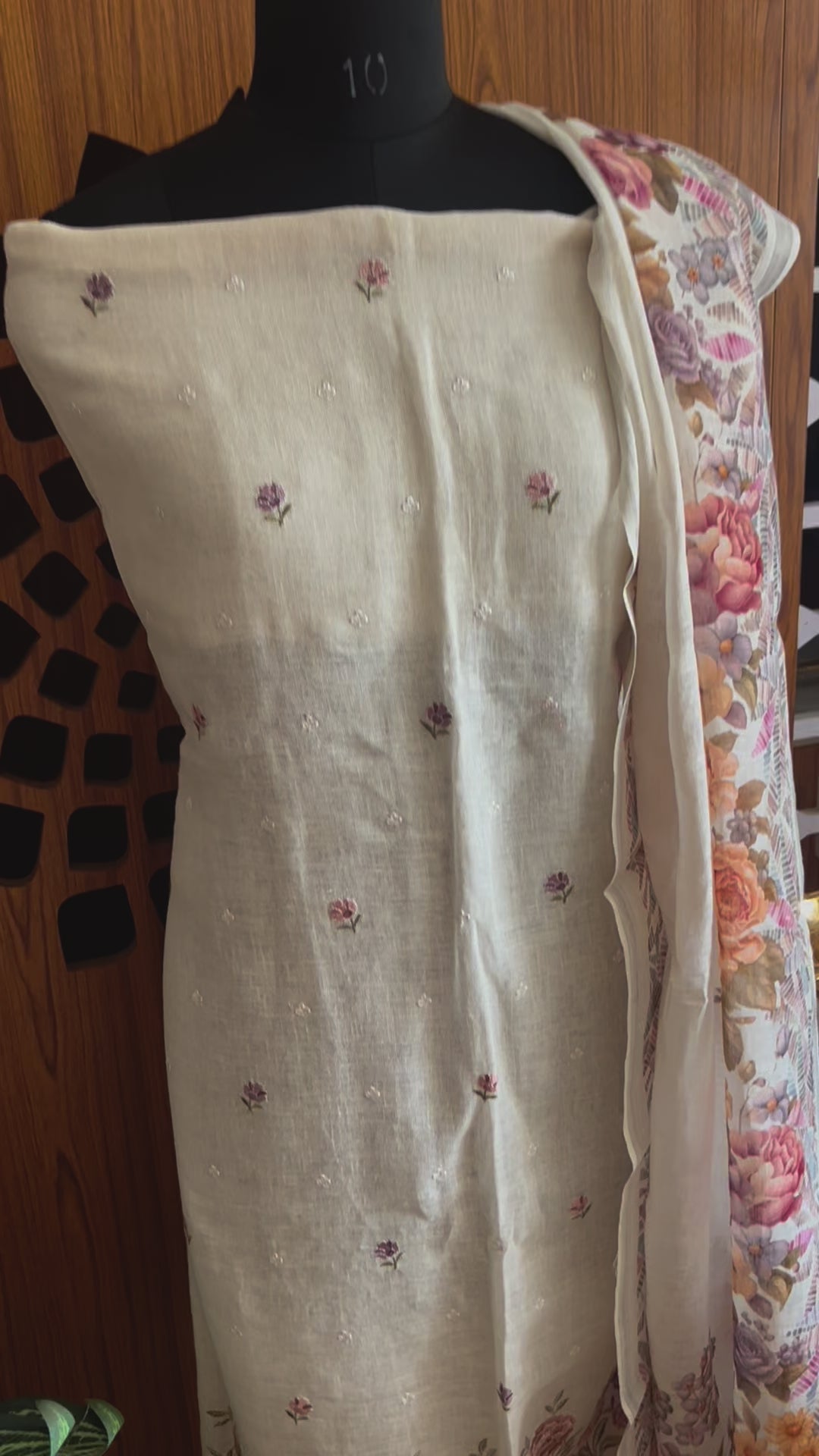 Half White Linen Unstitched Salwar set