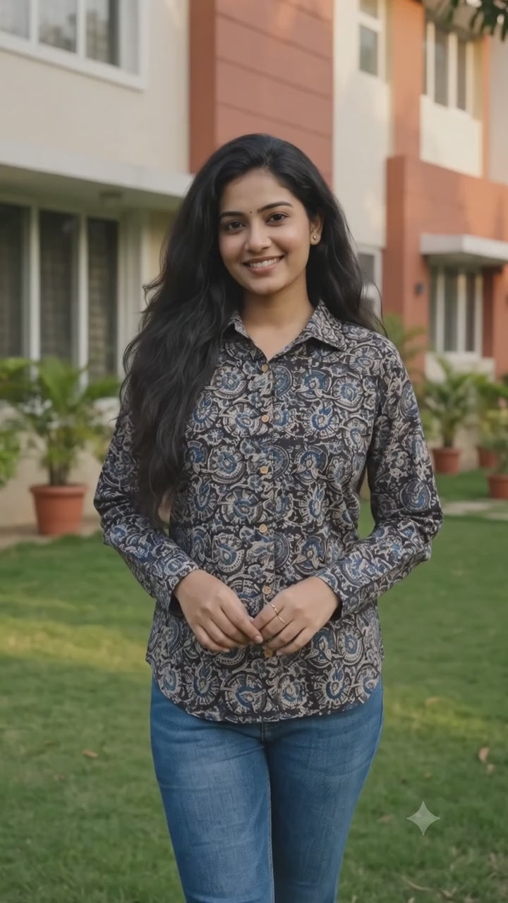 Black Kalamkari Cotton Shirt